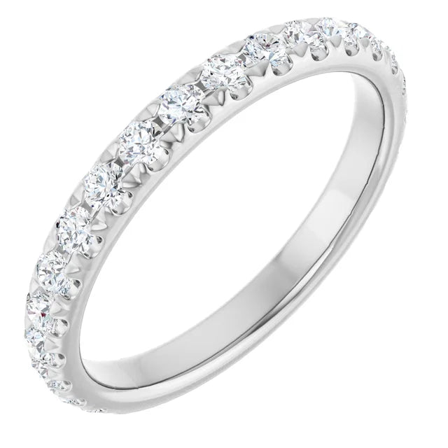 14K White gold 1/2 CTW french set Diamond Wedding Band 