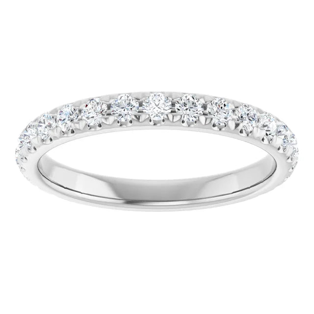 14K White gold 1/2 CTW french set Diamond Wedding Band 
