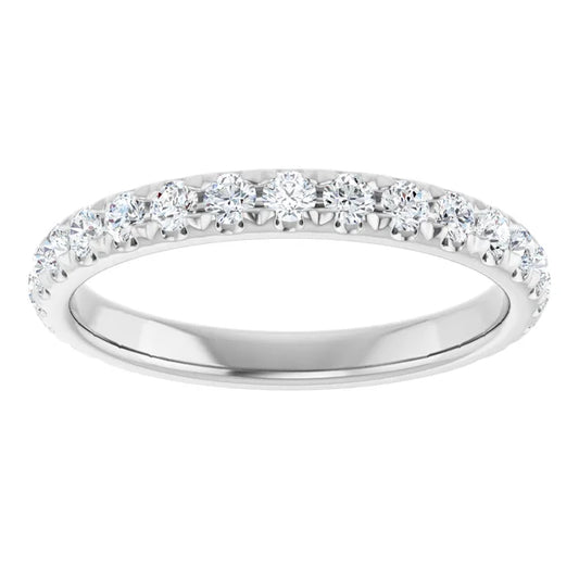 14K White gold 1/2 CTW french set Diamond Wedding Band 