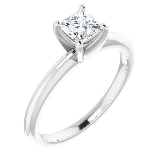 Princess Cut Solitaire Diamond Engagement Ring 1/2 CTW on 14k White Gold