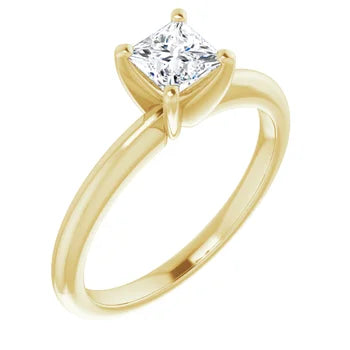 Princess Cut Solitaire Diamond Engagement Ring 1/2 CTW yellow Gold side