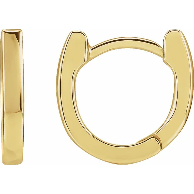 14K Yellow Gold 12.5 mm Hinged Hoop Earrings 