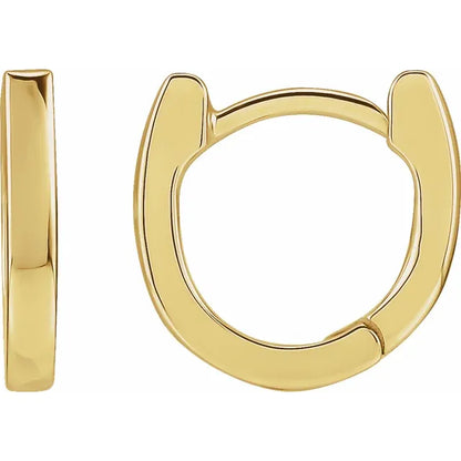 14K Yellow Gold 12.5 mm Hinged Hoop Earrings 