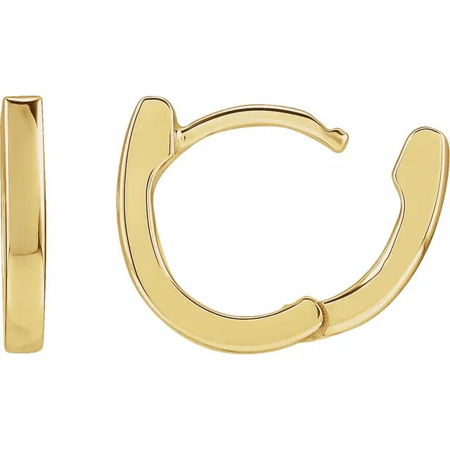 14K Yellow gold 12.5 mm Hinged Hoop Earrings open Earrings 