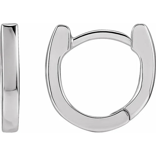 14K White gold 12.5 mm Hinged Hoop Earrings