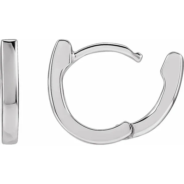 platinum 12.5 mm Hinged Hoop Earrings