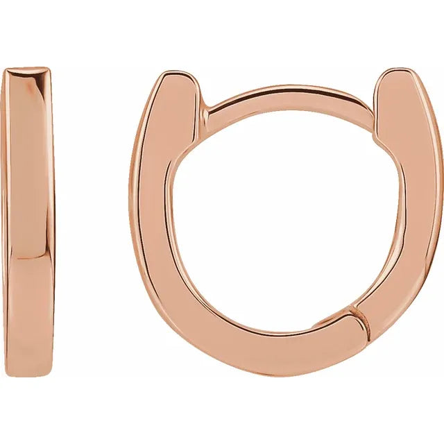 14K Rose Gold 12.5 mm Hinged Hoop Earrings
