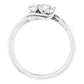 2 Stones Diamond engagement ring on 14K White Gold Side Picture