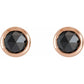 Rose Gold 1/2 CTW Rose-Cut Natural Black Diamond Bezel-Set Earrings