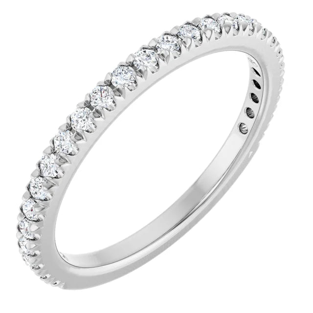 sideway picture for 1/3 CTW Diamond French-Set Anniversary Band Set in white gold or platinum 