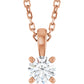Rose Gold 1/4 CT 4-Prong Solitaire Diamond Pendant 