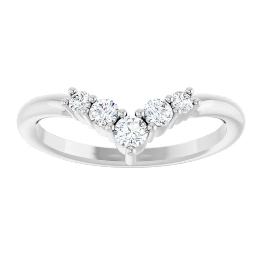 White gold  1/4 CTW Diamond Graduated V Ring 