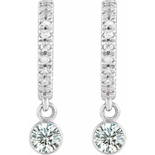 White Gold 1/4 CTW Natural Diamond French-Set  Hoop Earrings 