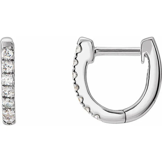 1/6 CTW Natural Diamond Hoop Earrings set in white gold or platinum 