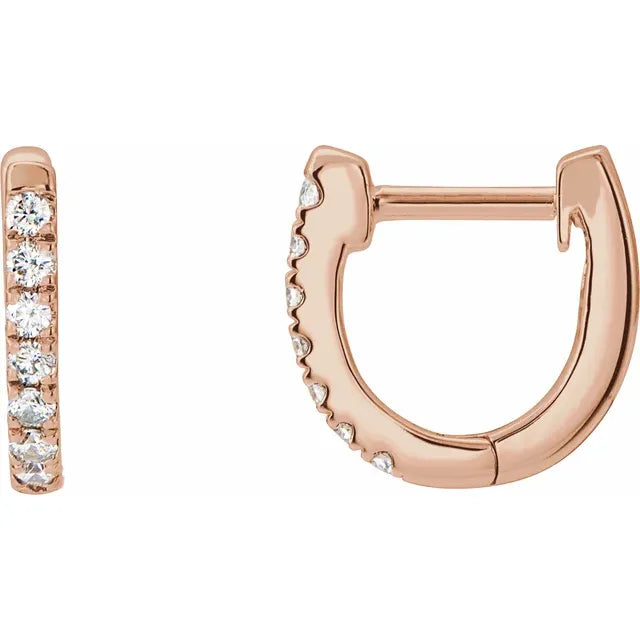 1/6 CTW Natural Diamond Hoop Earrings Set in Rose Gold