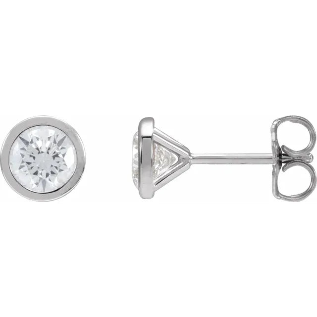 1 CTW Bezel set Diamond Stud Earrings 