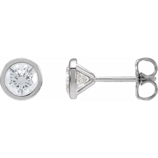 1 CTW Bezel set Diamond Stud Earrings 