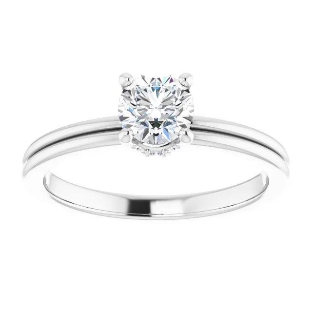 Hidden Halo Round Solitaire Diamond Engagement Ring