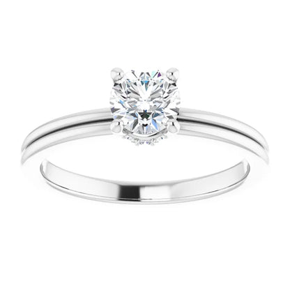 Hidden Halo Round Solitaire Diamond Engagement Ring