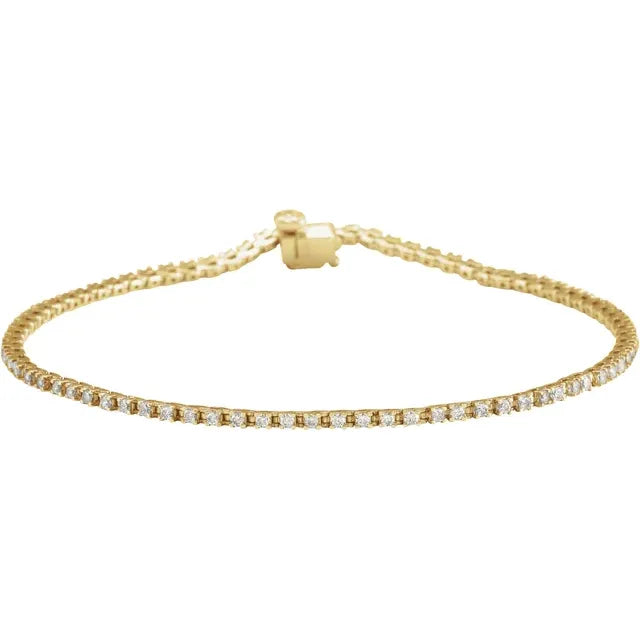 Diamond Tennis Bracelet 1CTW yellow gold showing clasp