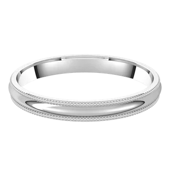 2.5 Half Round Milgrain Wedding Band made in white gold or platinum 
