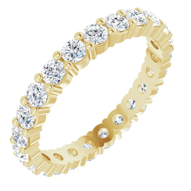 Sideway picture for 14K Yellow gold 2.5 MM Full eternity Diamond wedding Ring for women 