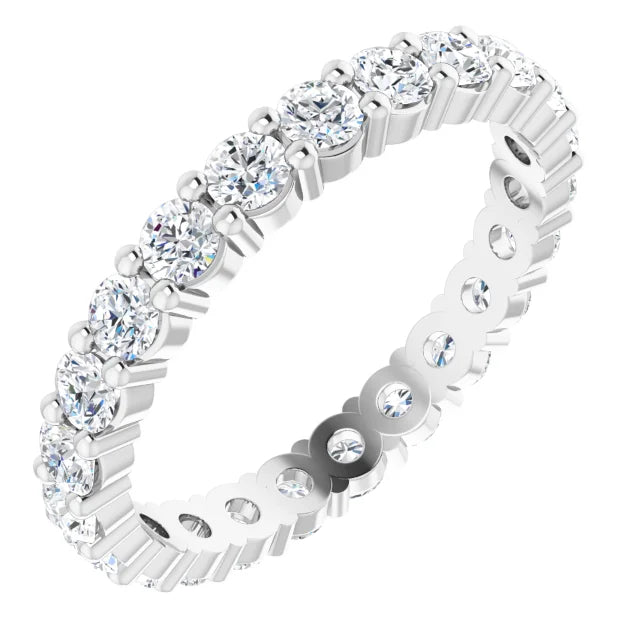Side View for 2.5 MM Full eternity Diamond wedding Ring for women Set in white gold or platinum 