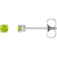 Natural Peridot Stud Earrings – 2.5 MM, 4 MM, 5 MM, 6 MM