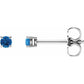 14K White Gold 2.5 mm Natural Swiss Blue Topaz Stud Earrings 