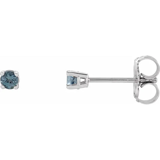 14K White Gold 2.5 mm Aquamarine Stud Earrings 
