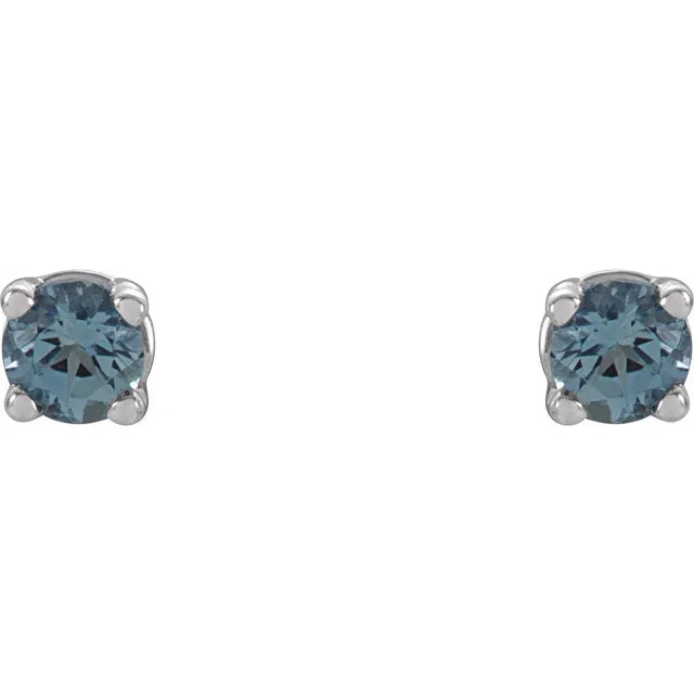 white gold or platinum 2.5 mm Aquamarine Stud Earrings 