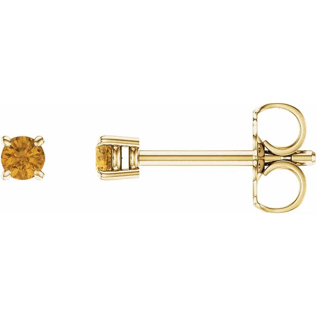14K Yellow 2.5 mm Natural Citrine Stud Earrings