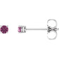 14K White gold 2.5 mm Natural Pink Tourmaline Stud Earrings