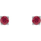  2.5 mm Natural Ruby Stud Earrings in platinum 