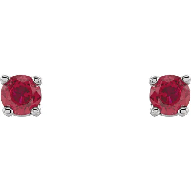  2.5 mm Natural Ruby Stud Earrings in platinum 