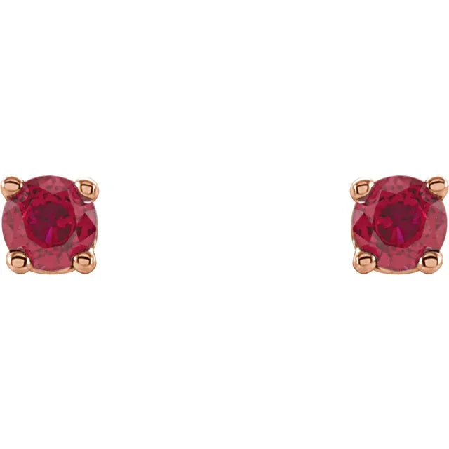 Rose 2.5 mm Natural Ruby Stud Earrings