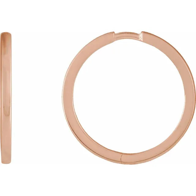 14K Rose gold 20 mm Hinged Hoop Earrings 