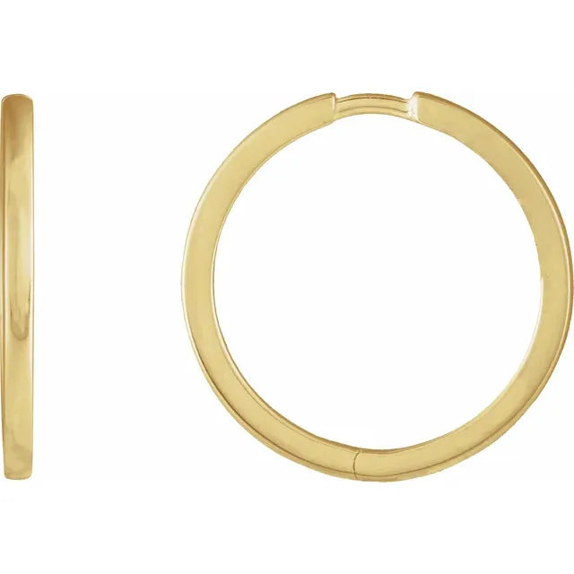 14K Yellow Gold 20 mm Hinged Hoop Earrings 