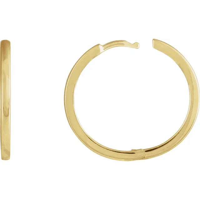 14K Gold open 20 mm Hinged Hoop Earrings 