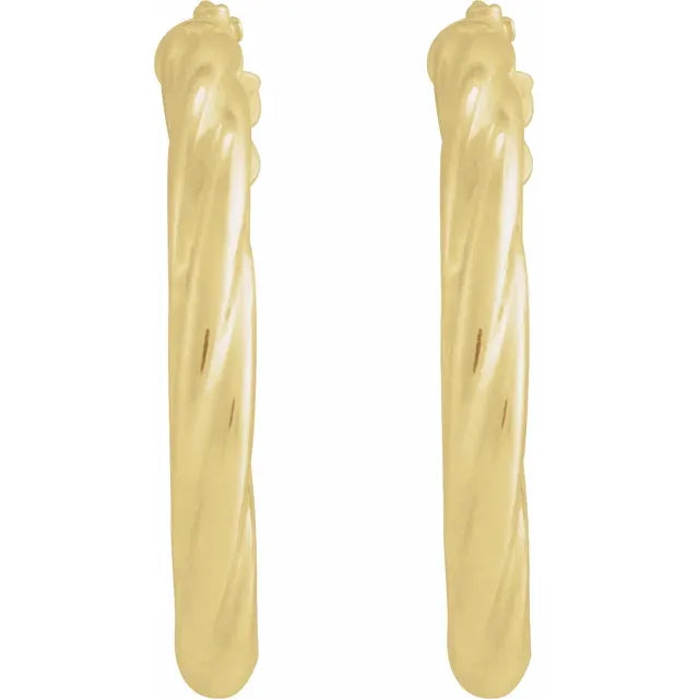 14K Gold 20 mm Twisted Tube Hoop Earrings 