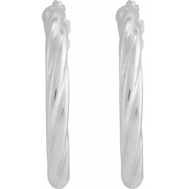 14K White gold hoop earrings 