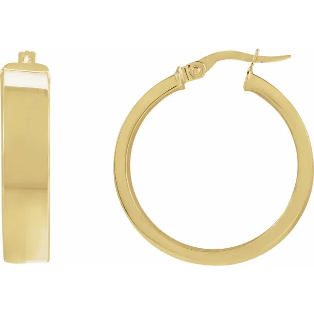 14K Yellow 23 mm Flat Tube Hoop Earrings 