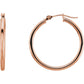 14K Rose Gold 25 mm Tube Hoop Earrings 