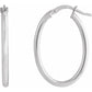 14K White gold 28 mm Elongated Oval Tube Hoop Earrings 