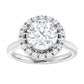 2 1/3 Round diamond engagement ring with a radiant-style halo and crown-like setting in White gold
