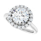 2 1/3 Round diamond engagement ring with a radiant-style halo and crown-like setting in Platinum 