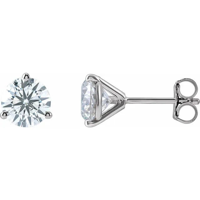 2 CTW 3-Prong Martini Style Stud Earrings 