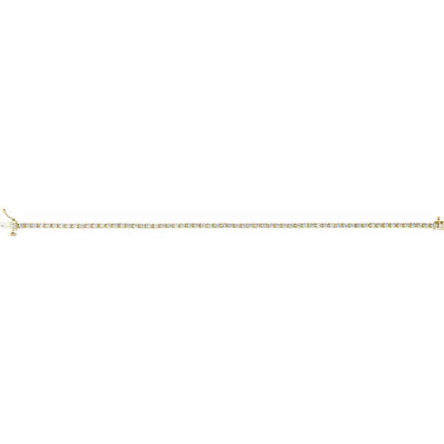 2 CTW Diamond Tennis Bracelet made in yellow gold showing full length 