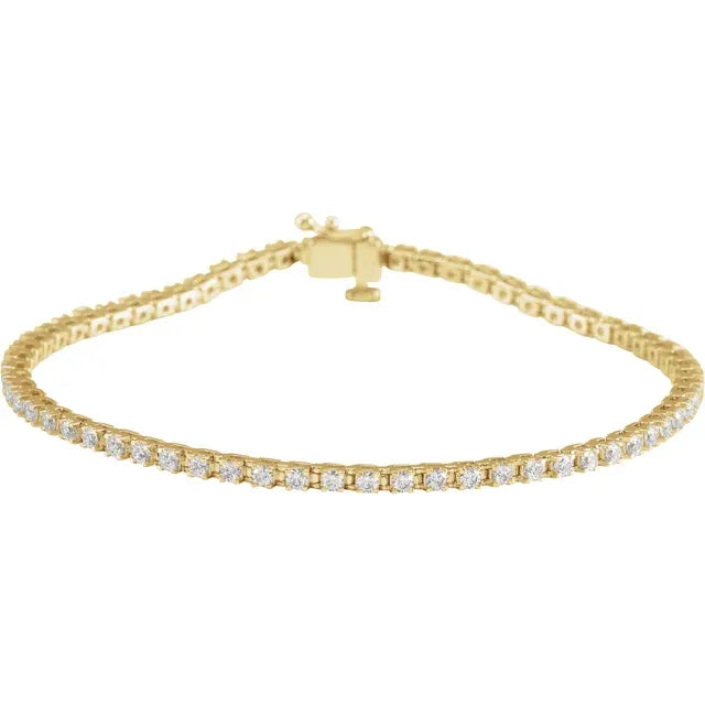 2 CTW Diamond Tennis Bracelet set in yellow gold 
