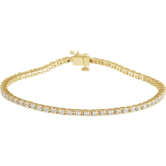 2 CTW Diamond Tennis Bracelet set in yellow gold 